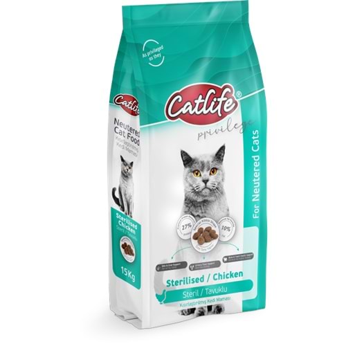 CLFD06-CATLİFE TAVUKLU STERİLİSED YETİŞKİN KEDİ MAMASI 15+1KG