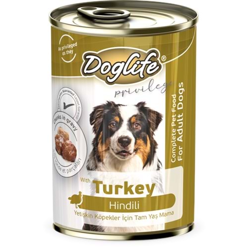 DLF15-DOGLİFE HİNDİLİ KÖPEK KONSERVE 400GR 12Lİ