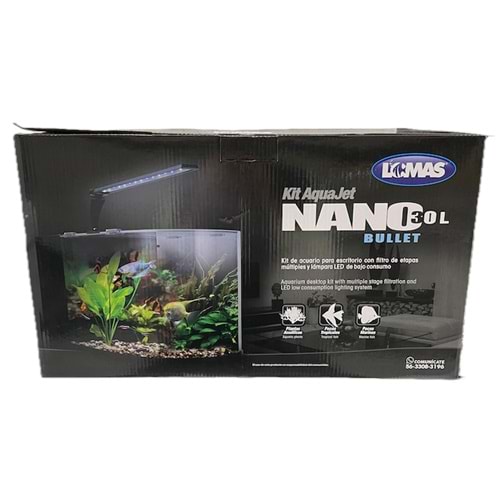 LOMAS BULLET NANO 30 LED AYDINLATMALI NANO AKVARYUM 30L BLACK
