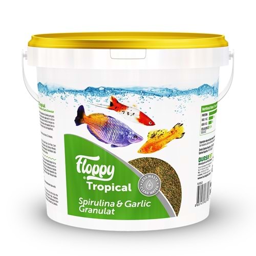 FLP012-FLOPPY TROPICAL SPIRULINA&GARLIC GRANULAT 3KG KOVA