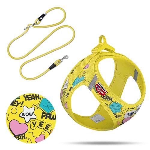 PN3536-SET VEST HARNESS AIR-MESH LE25 COMIC+LEASH YELLOW S