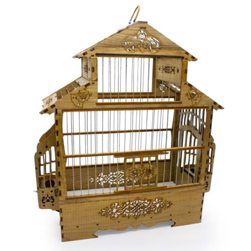 07719-BİRDLİFE ÇATILI LÜX AHŞAP KAFES 34X17X45CM