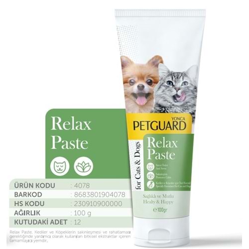 YNC-4078 PETGUARD RELAX PASTE KEDİ ve KÖPEKLER İÇİN 100ML