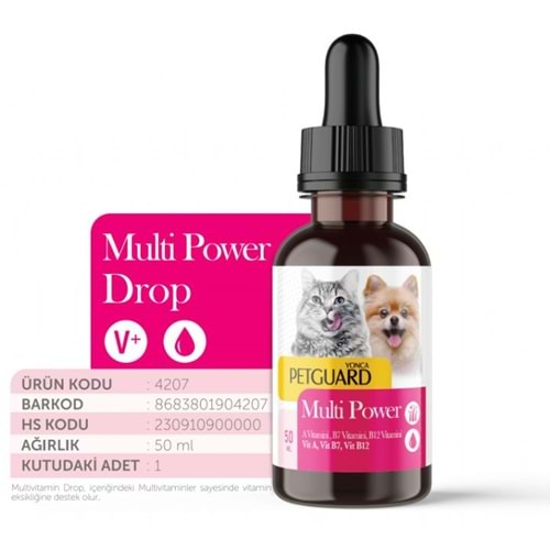 YNC-4207 PETGUARD MULTİ POWER KEDİ ve KÖPEKLER İÇİN MULTİVİTAMİN 50ML