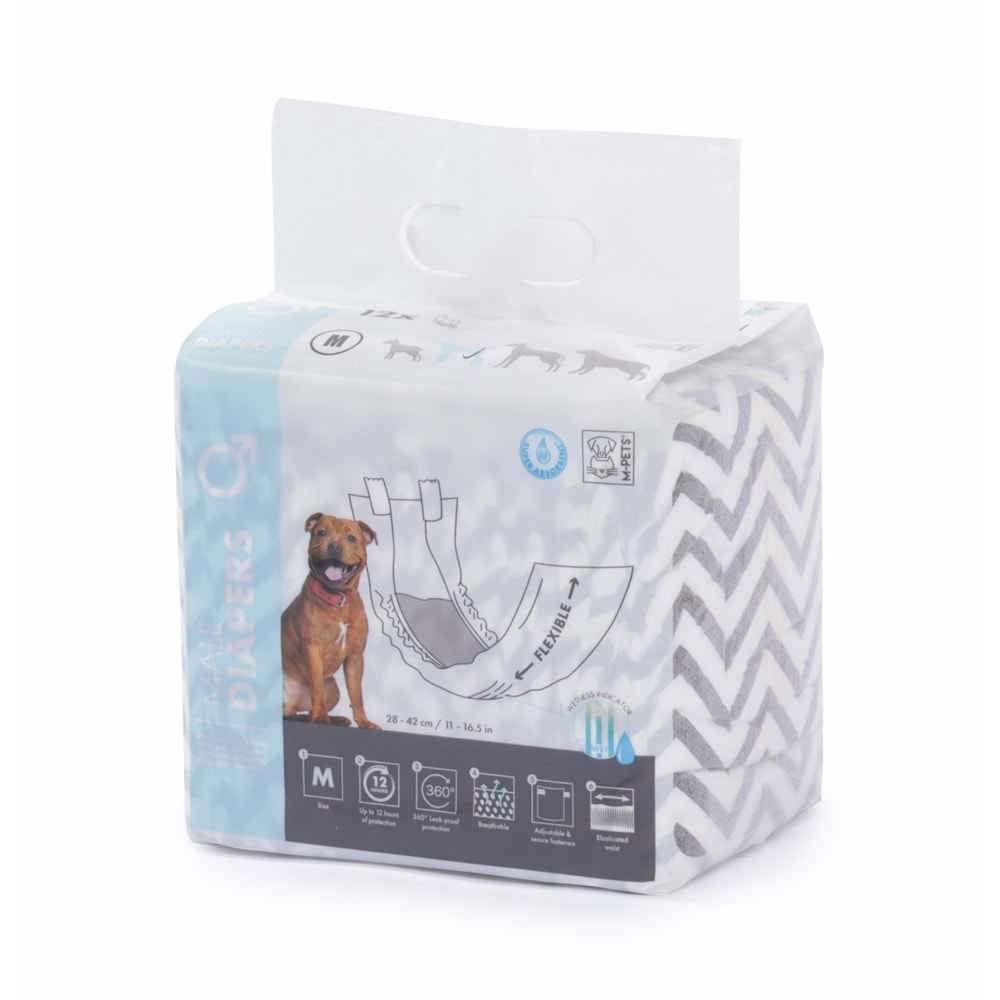 10116299 M-PETS DIAPERS ERKEK KÖPEKLER İÇİN KÜLOT (M) 12Lİ