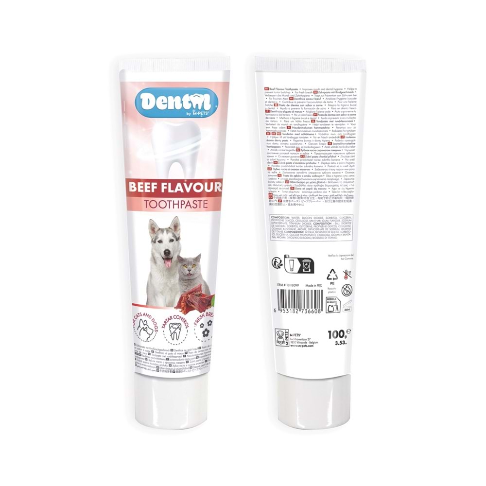 10118099 M-PETS KÖPEKLER İÇİN BİFTEK AROMALI DİŞ MACUNU 100GRX12Lİ SET