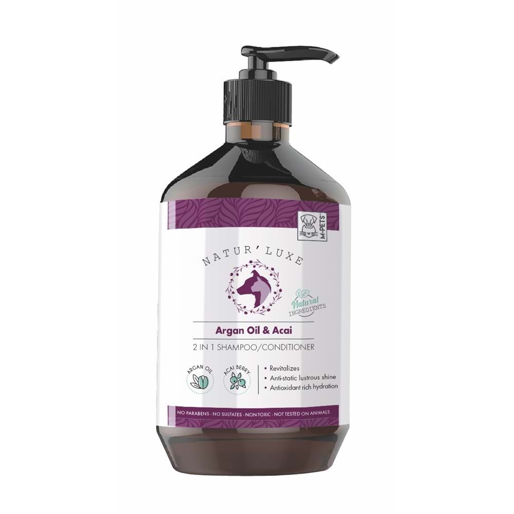 10123799 M-PETS NATURLUXE DOG SHAMPOO & CONDITIONER ARGAN OIL & ACAI 500ML
