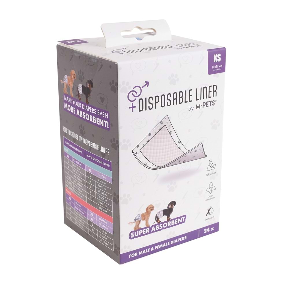 10129501 M-PETS KÖPEK KÜLOTLARI İÇİN TEK KULLANIMLIK EMİCİ PED (XS) 24LÜ