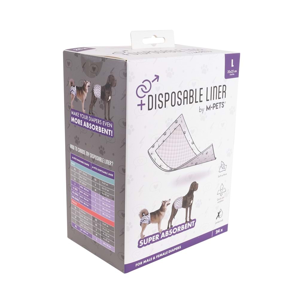 10129801 M-PETS KÖPEK KÜLOTLARI İÇİN TEK KULLANIMLIK EMİCİ PED (L) 24LÜ