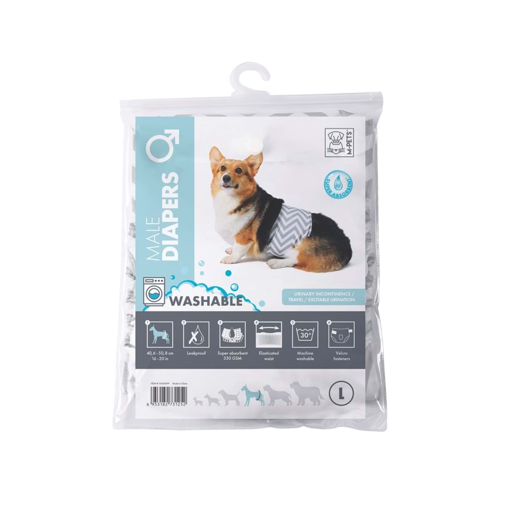 10169699 M-PETS ERKEK KÖPEKLER İÇİN YIKANABİLİR KÜLOT (L)