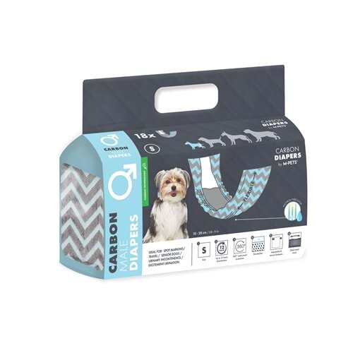 10173999 M-PETS CARBONLU DIAPERS ERKEK KÖPEKLER İÇİN KÜLOT (S) 18Lİ