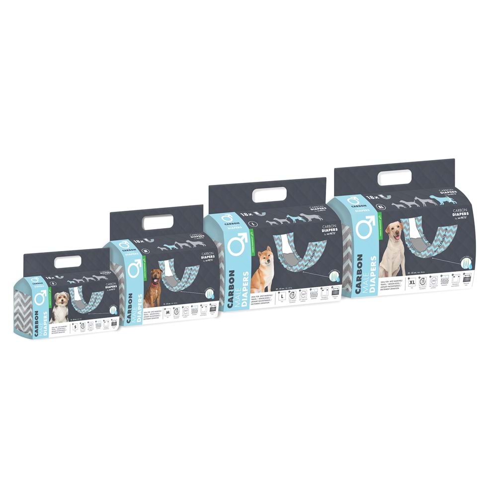 10174299 M-PETS CARBONLU DIAPERS ERKEK KÖPEKLER İÇİN KÜLOT (XL) 18Lİ