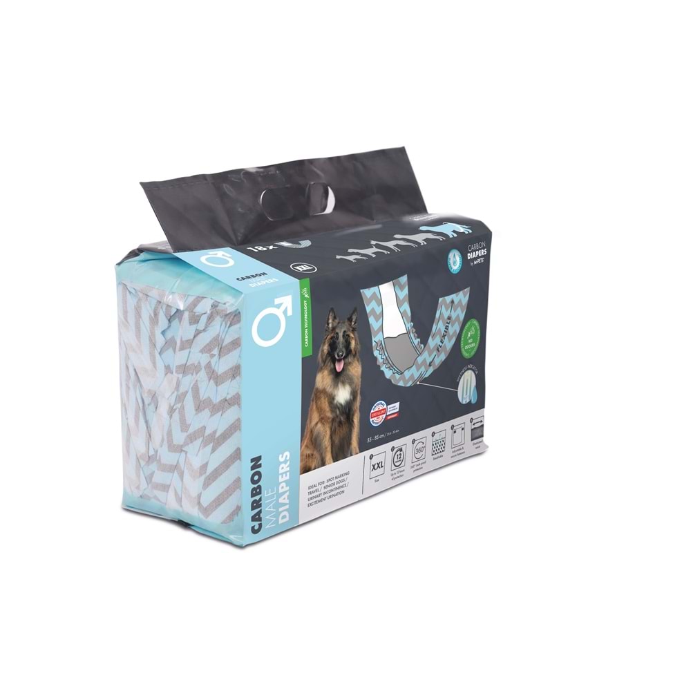 10175199 M-PETS CARBONLU DIAPERS ERKEK KÖPEKLER İÇİN KÜLOT (XXL) 18Lİ