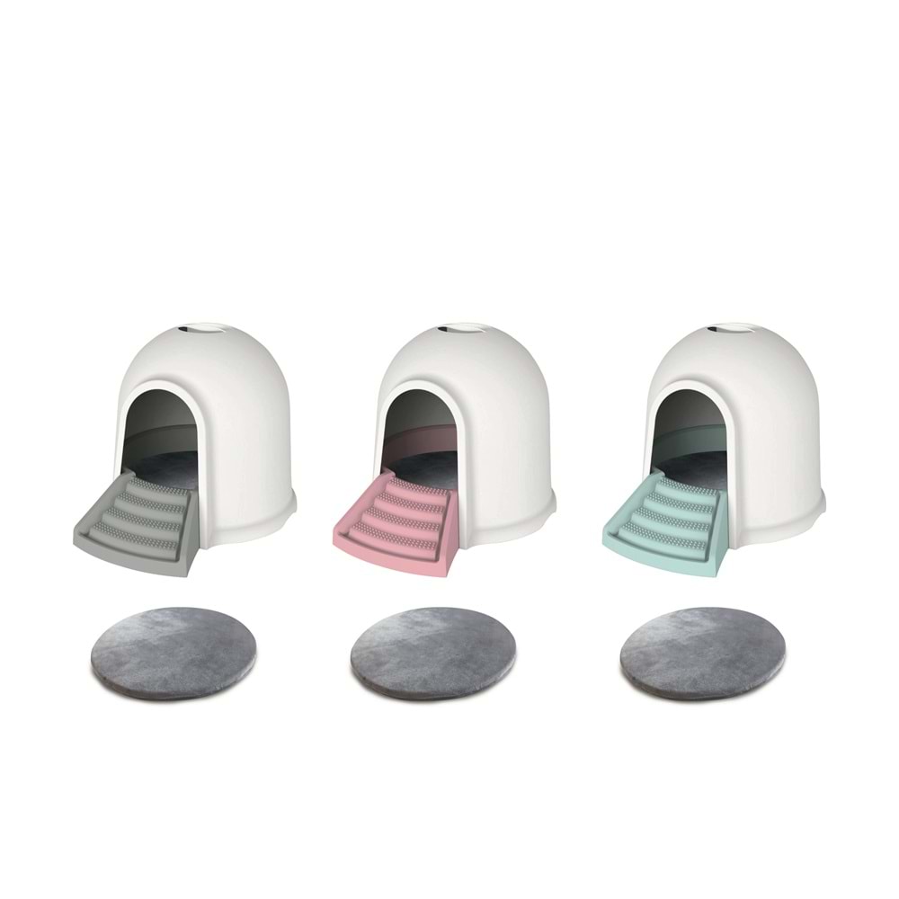 10428917 M-PETS IGLOO 2IN1 KEDİ TUVALETİ&KEDİ EVİ 45X59X43CM BLUE