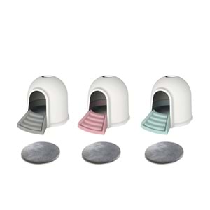 10428917 M-PETS IGLOO 2IN1 KEDİ TUVALETİ&KEDİ EVİ 45X59X43CM BLUE