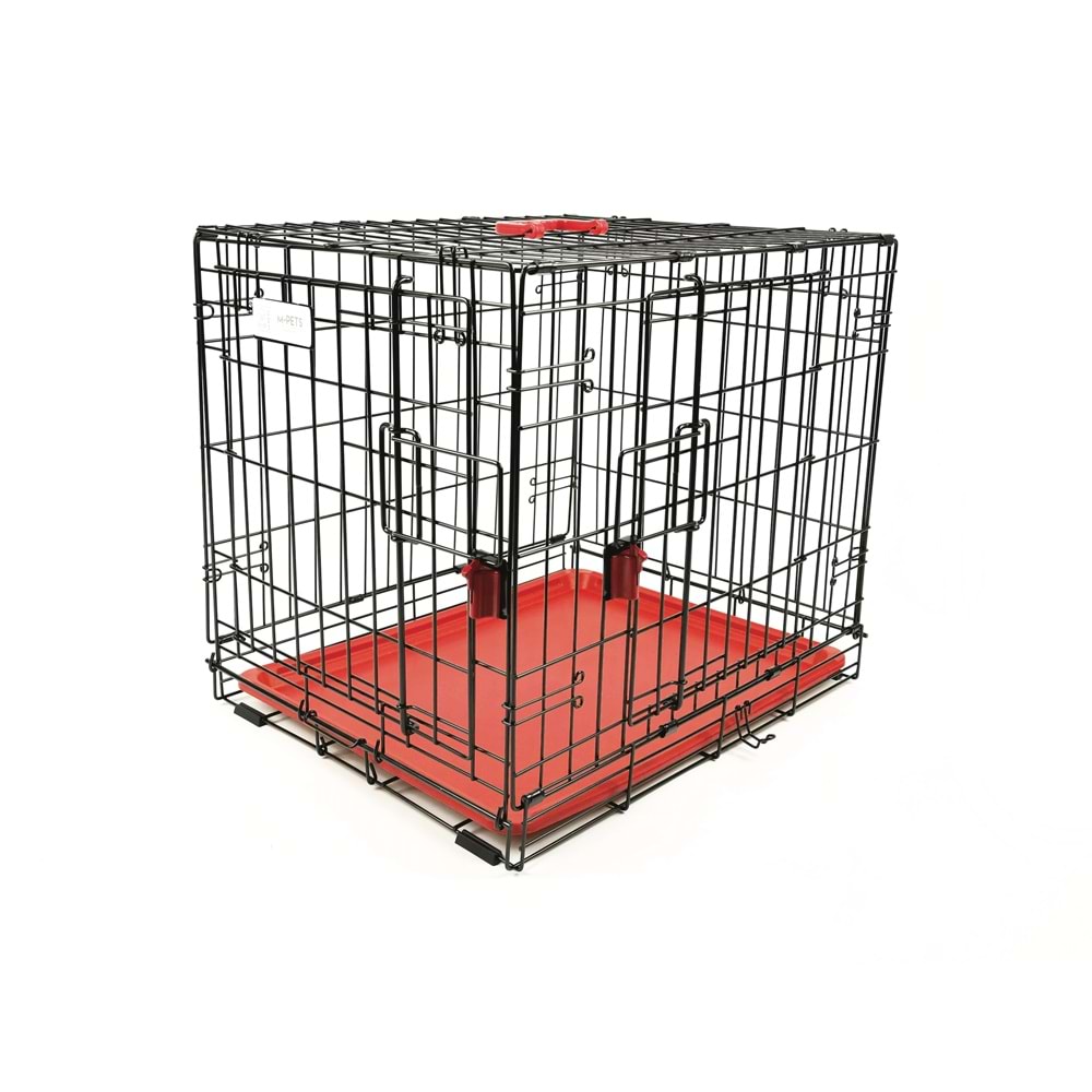 10449905 M-PETS VOYAGER KÖPEK KAFESİ 2 KAPILI (S) KIRMIZI 61X46X48CM