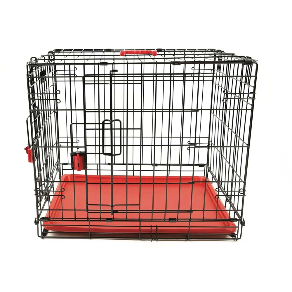 10449905 M-PETS VOYAGER KÖPEK KAFESİ 2 KAPILI (S) KIRMIZI 61X46X48CM