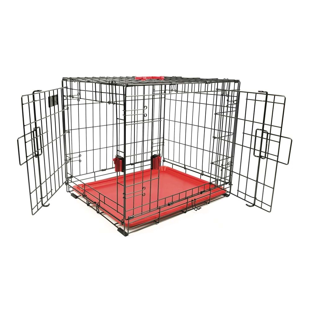 10449905 M-PETS VOYAGER KÖPEK KAFESİ 2 KAPILI (S) KIRMIZI 61X46X48CM