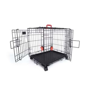 10451808 M-PETS VOYAGER TEKERLEKLİ KÖPEK KAFESİ 2 KAPILI (L) SİYAH 91X58X63CM