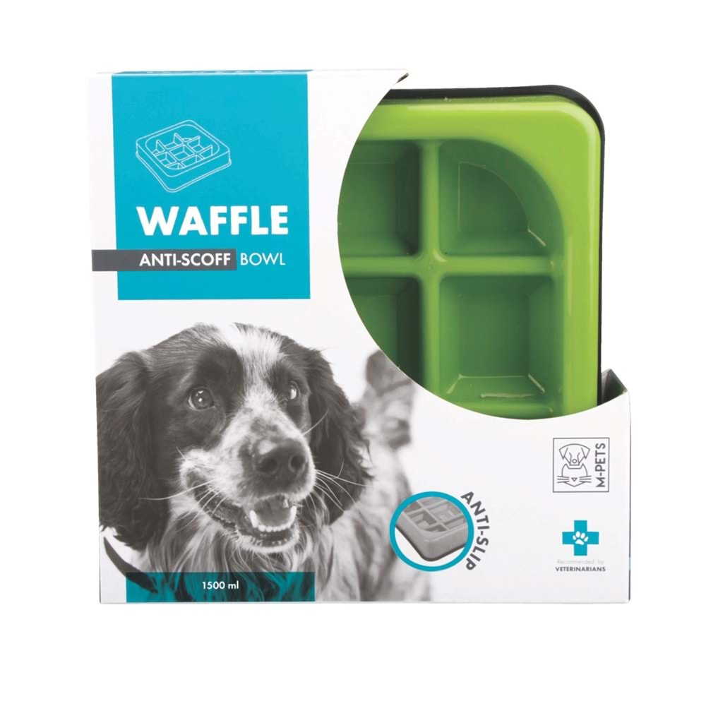 10504108 M-PETS WAFFLE YAVAŞ YEME MAMA KABI 1500ML GREEN