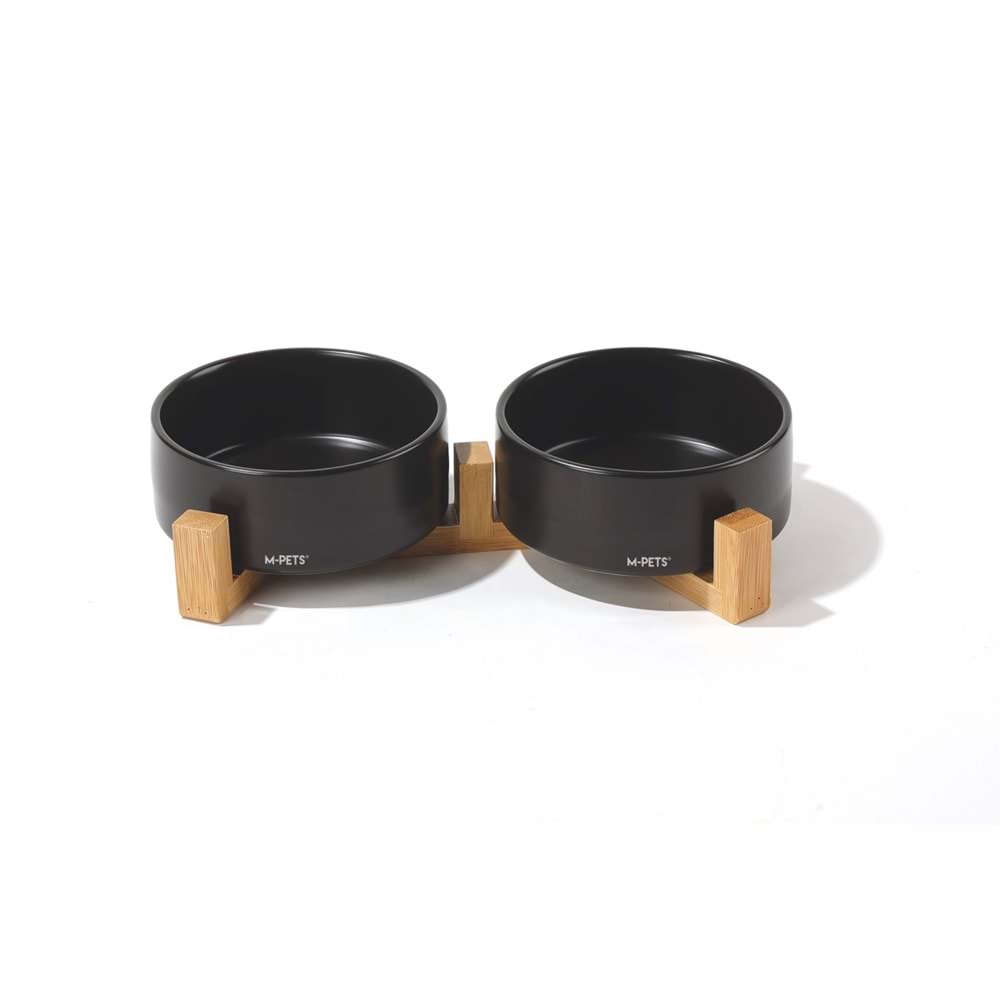 10553999 M-PETS OPERA SERAMİK MAMA KABI BAMBOO STANDLI 2X850ML BLACK