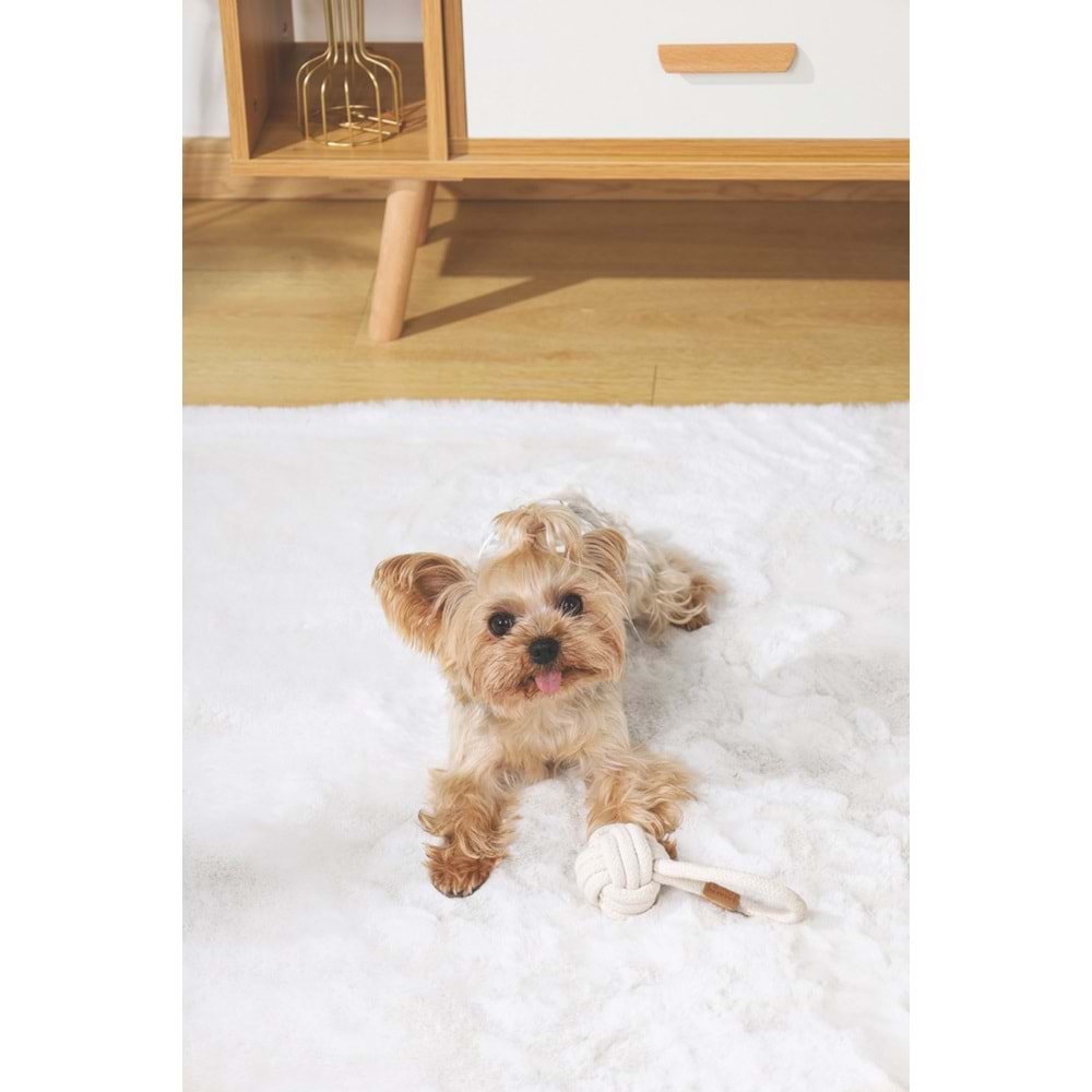 10646701 M-PETS COTO WHITE LOOP BALL 6,5CM ÇEKMELİ ÖRGÜ TOP OYUNCAK