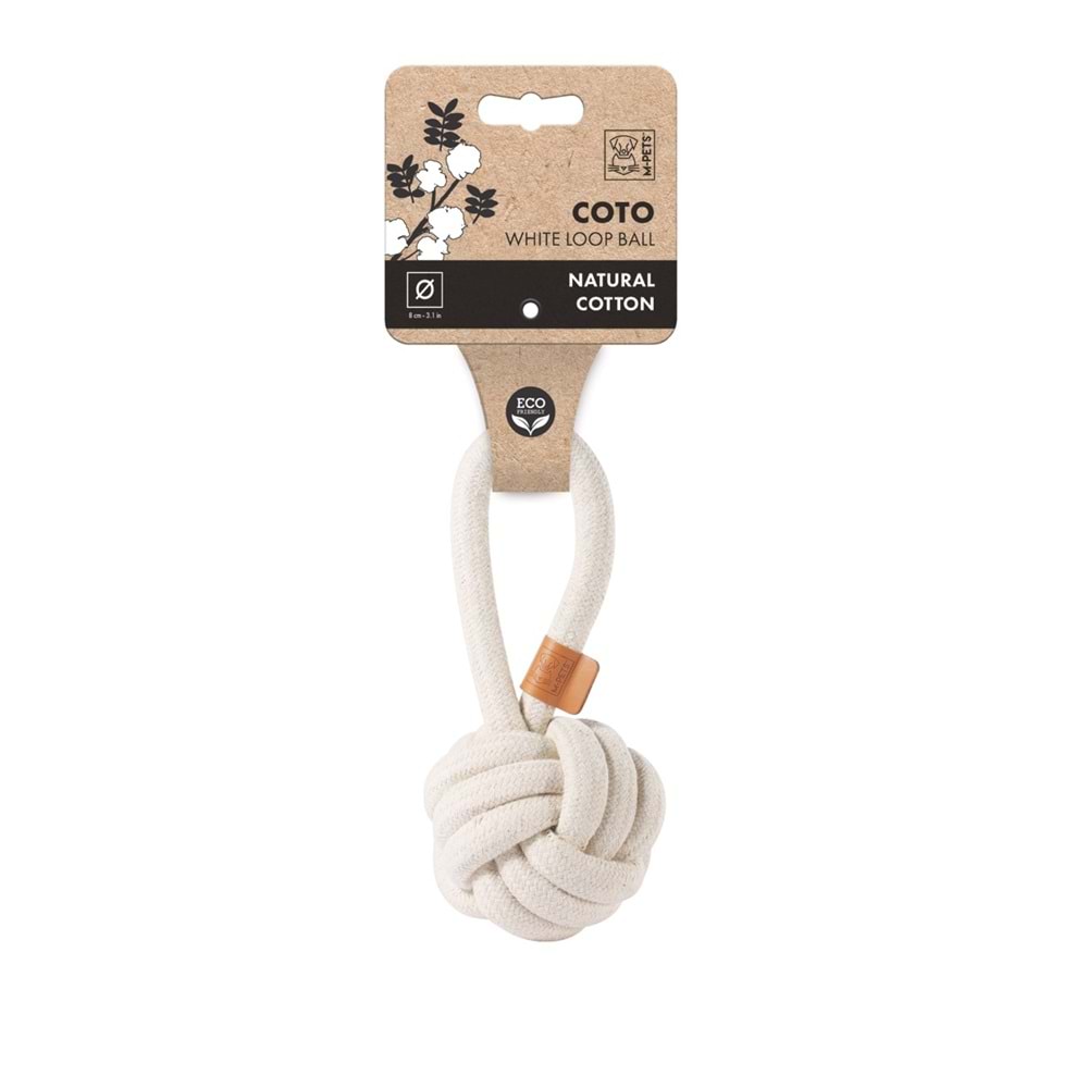 10646801 M-PETS COTO WHITE LOOP BALL 8CM ÇEKMELİ ÖRGÜ TOP OYUNCAK