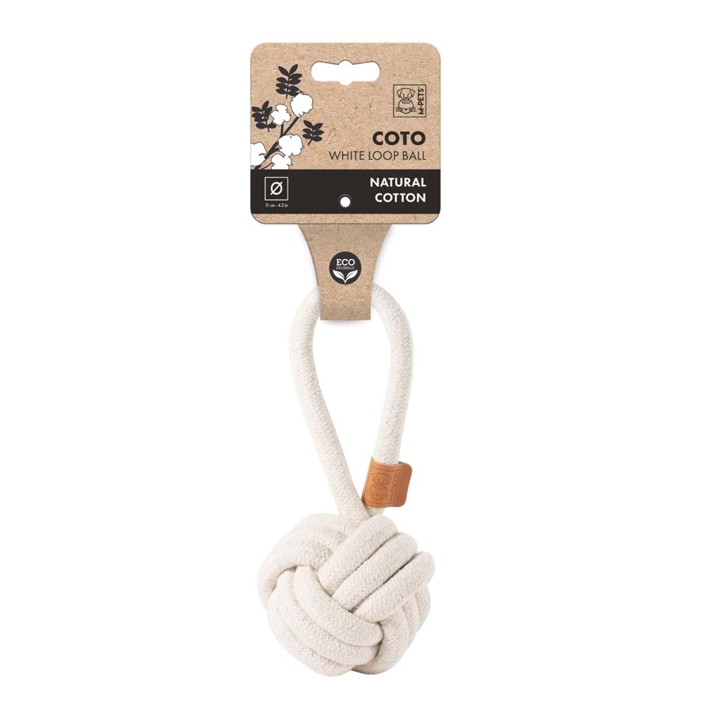 10646901 M-PETS COTO WHITE LOOP BALL 11CM ÇEKMELİ ÖRGÜ TOP OYUNCAK