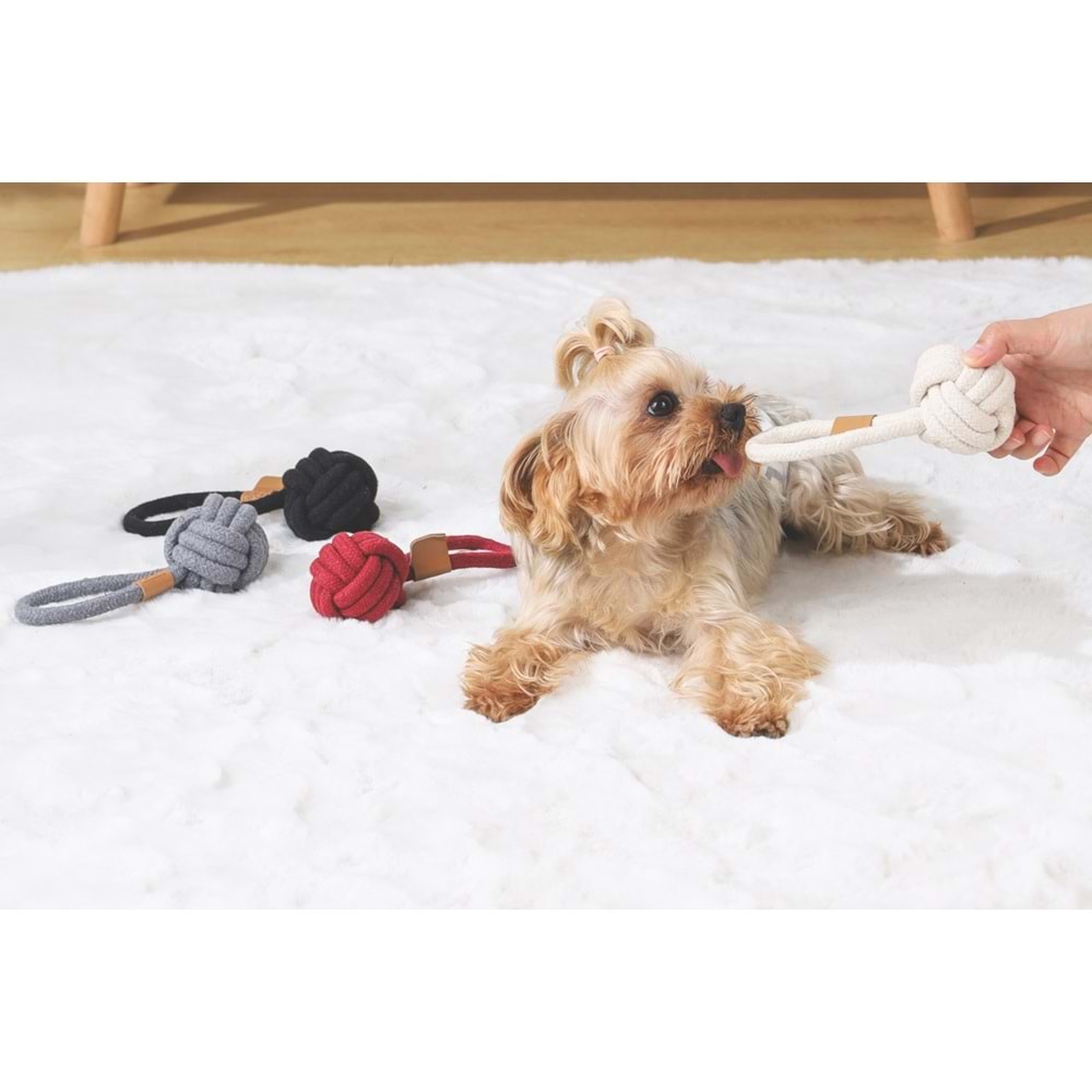 10647008 M-PETS COTO BLACK LOOP BALL 6,5CM ÇEKMELİ ÖRGÜ TOP OYUNCAK