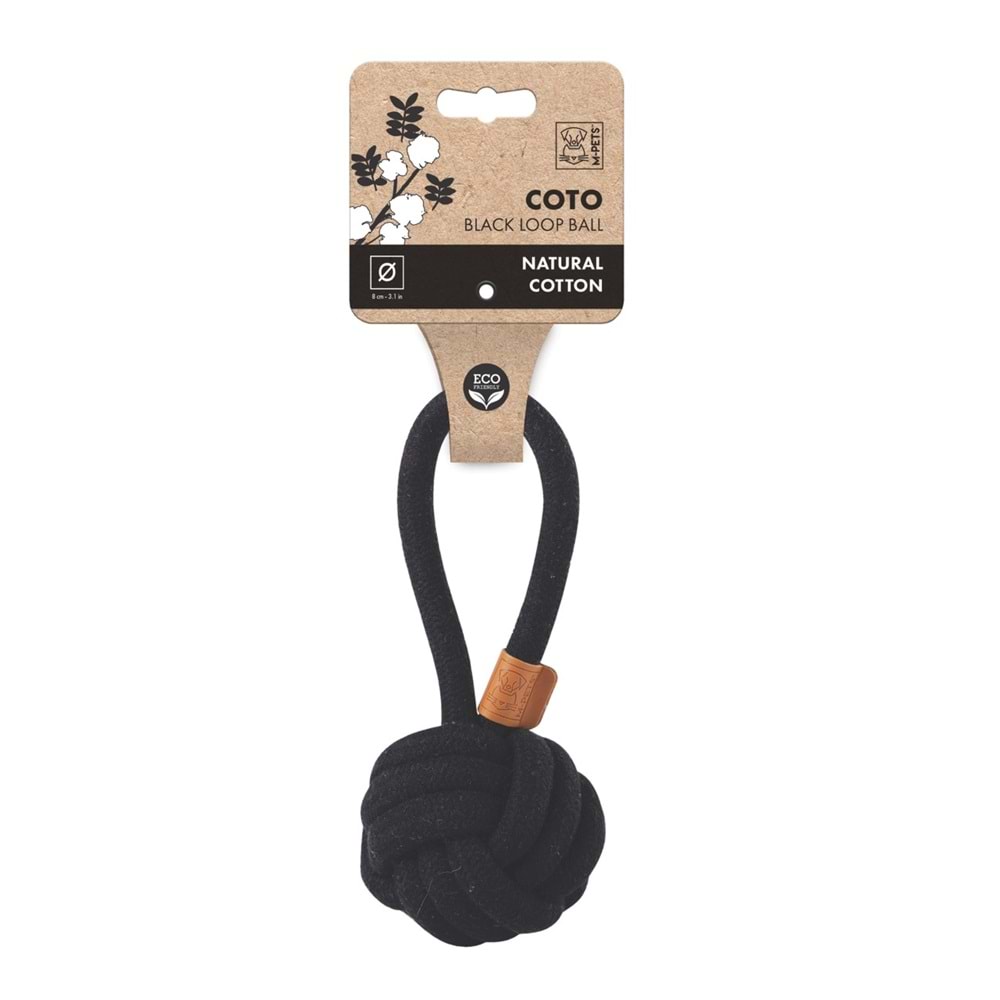 10647108 M-PETS COTO BLACK LOOP BALL 8CM ÇEKMELİ ÖRGÜ TOP OYUNCAK