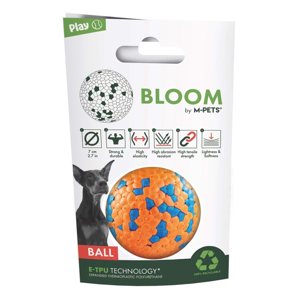 10650899 M-PETS BLOOM BALL OYUN TOPU PARÇALANMAZ ORANGE/BLUE