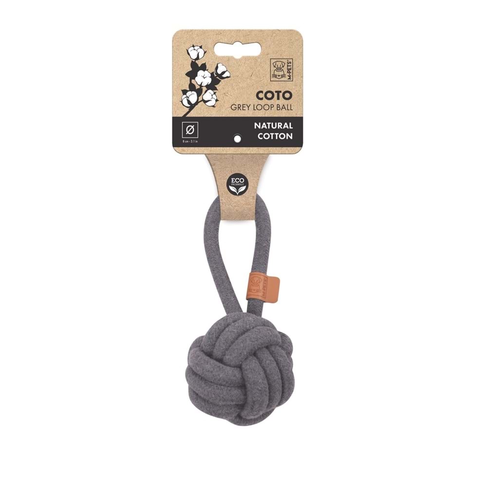 10651913 M-PETS COTO GREY LOOP BALL 8CM ÇEKMELİ ÖRGÜ TOP OYUNCAK