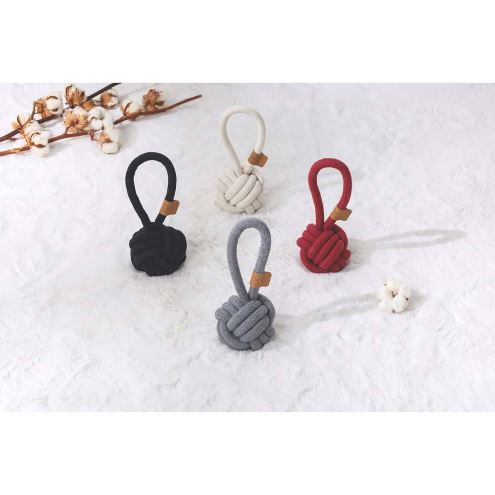 10651913 M-PETS COTO GREY LOOP BALL 8CM ÇEKMELİ ÖRGÜ TOP OYUNCAK