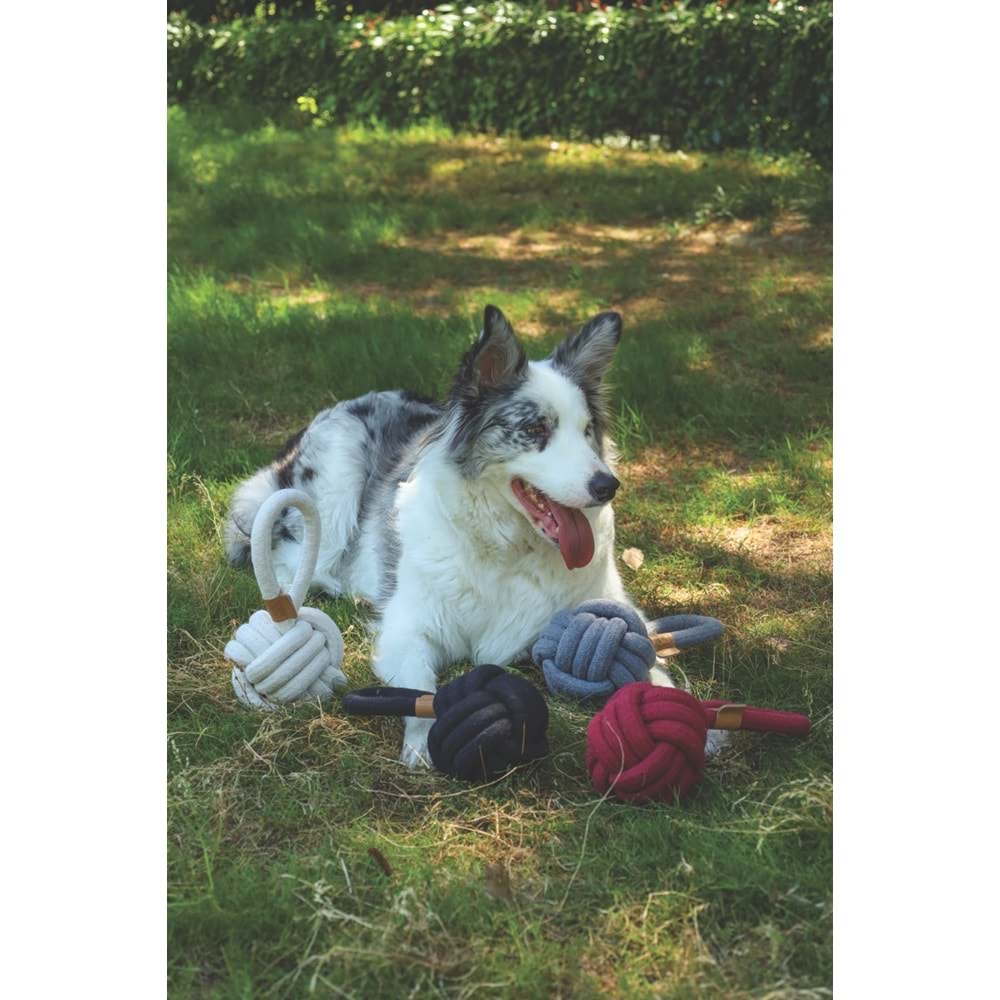 10652013 M-PETS COTO GREY LOOP BALL 11CM ÇEKMELİ ÖRGÜ TOP OYUNCAK