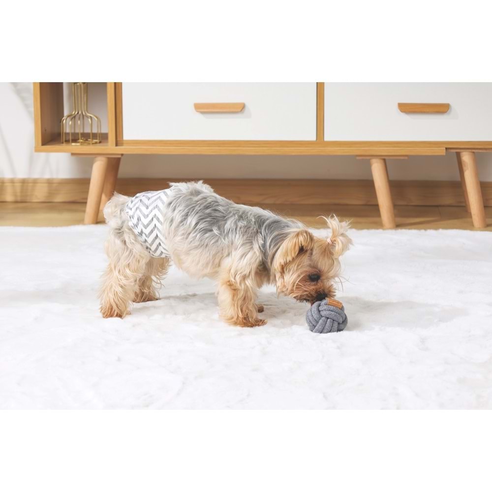 10652113 M-PETS COTO GREY BALL 6,5CM ÖRGÜ TOP OYUNCAK