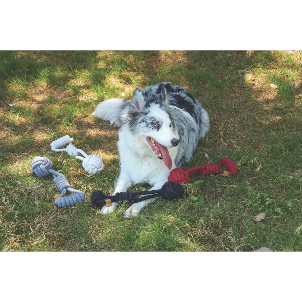10653513 M-PETS COTO GREY TUG BALL 36CM ÖRGÜ OYUNCAK