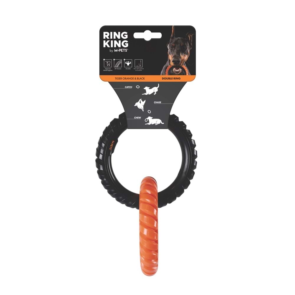 10660399 M-PETS RING KING KÖPEK OYUNCAĞI DOUBLE ORANGE/BLACK
