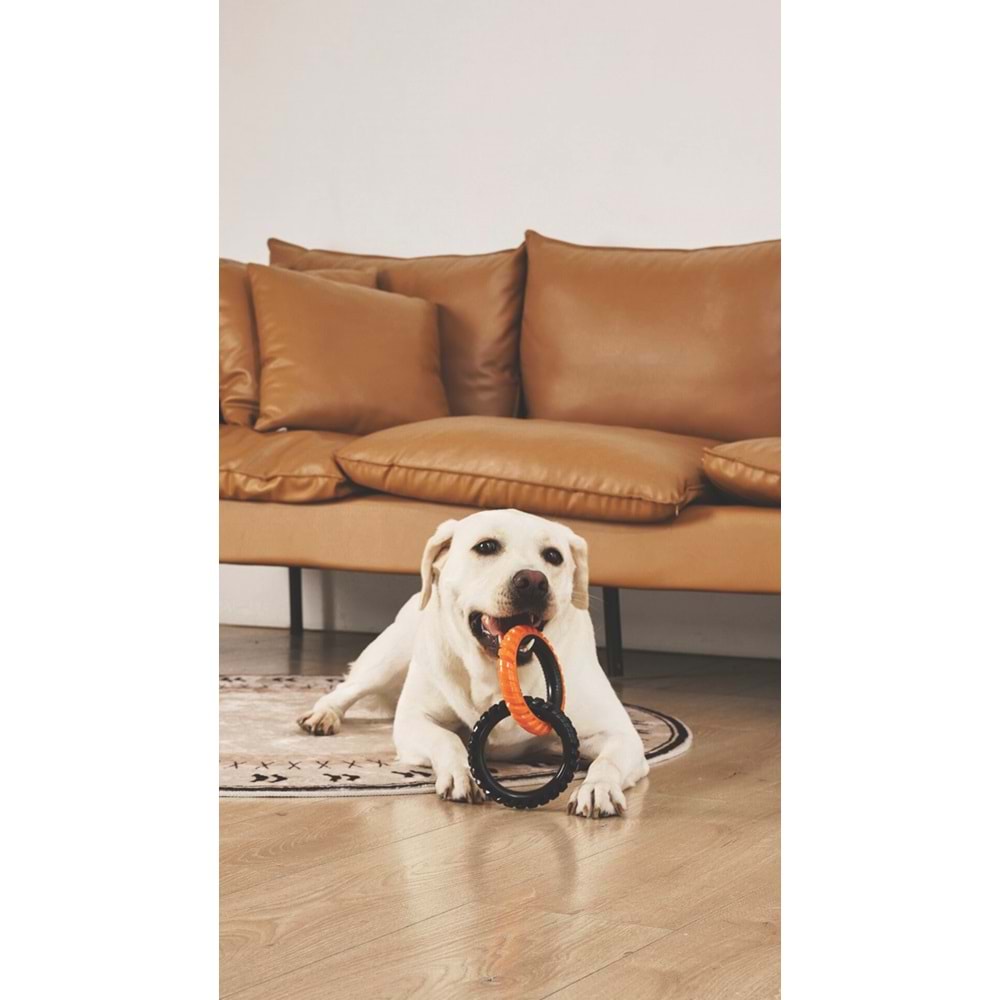 10660399 M-PETS RING KING KÖPEK OYUNCAĞI DOUBLE ORANGE/BLACK