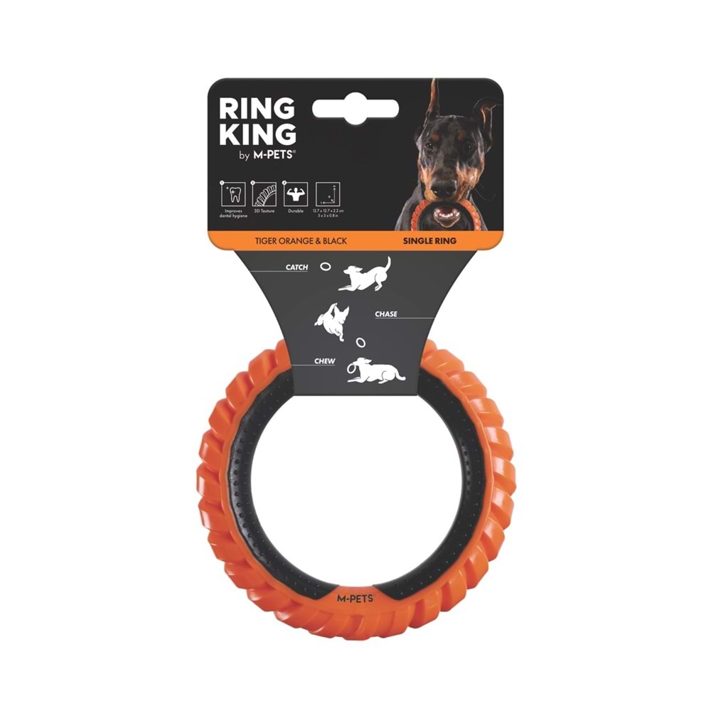 10660599 M-PETS RING KING KÖPEK OYUNCAĞI SINGLE ORANGE/BLACK