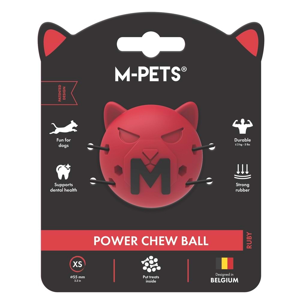 10678405 M-PETS POWER CHEW BALL KAUÇUK KÖPEK OYUNCAĞI RUBY (XS)