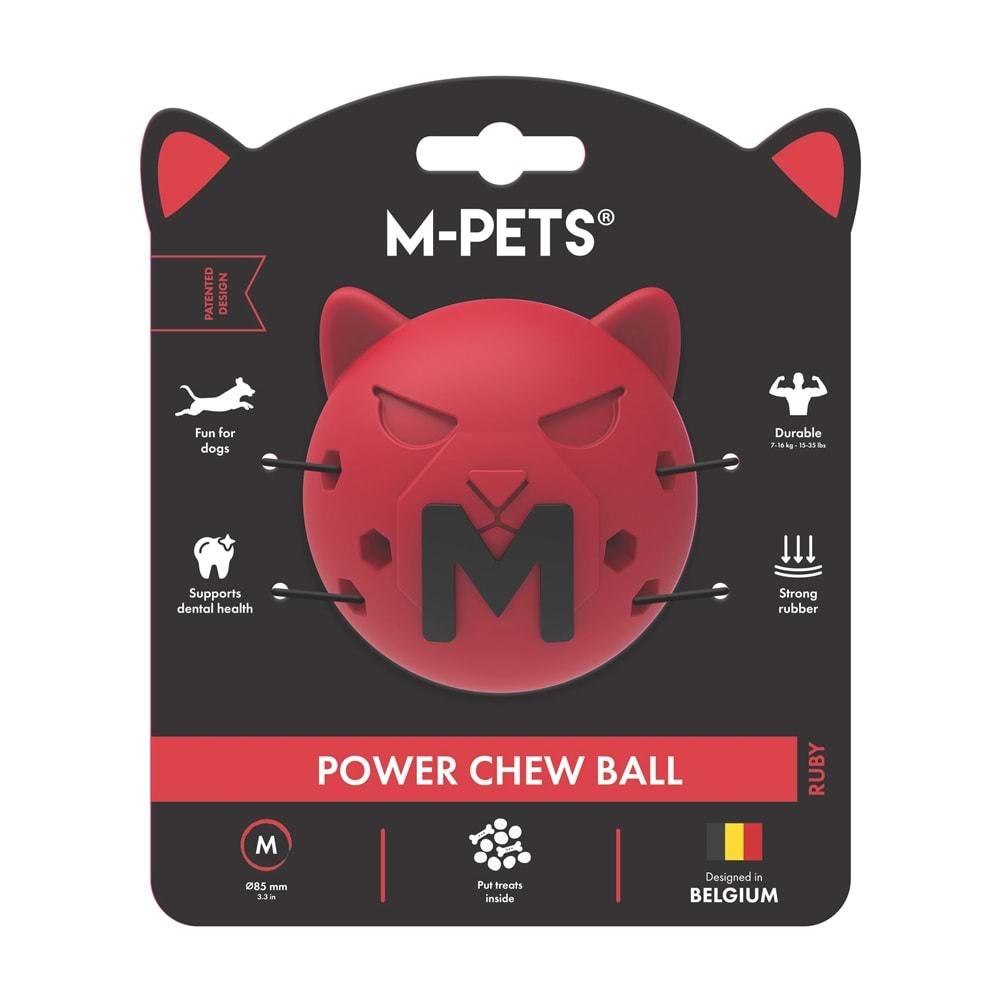 10678605 M-PETS POWER CHEW BALL KAUÇUK KÖPEK OYUNCAĞI RUBY (M)