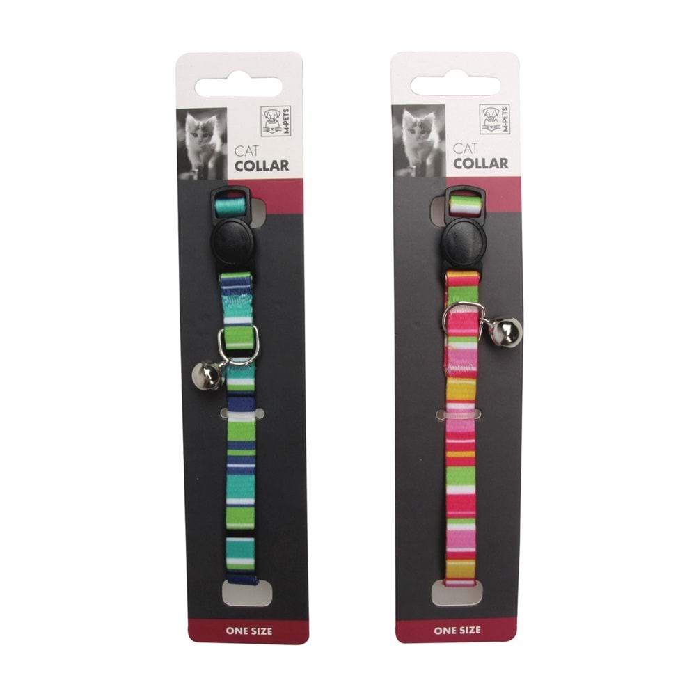 10813499 M-PETS STRIPES ZİLLİ KEDİ BOYUN TASMASI GREEN/PİNK