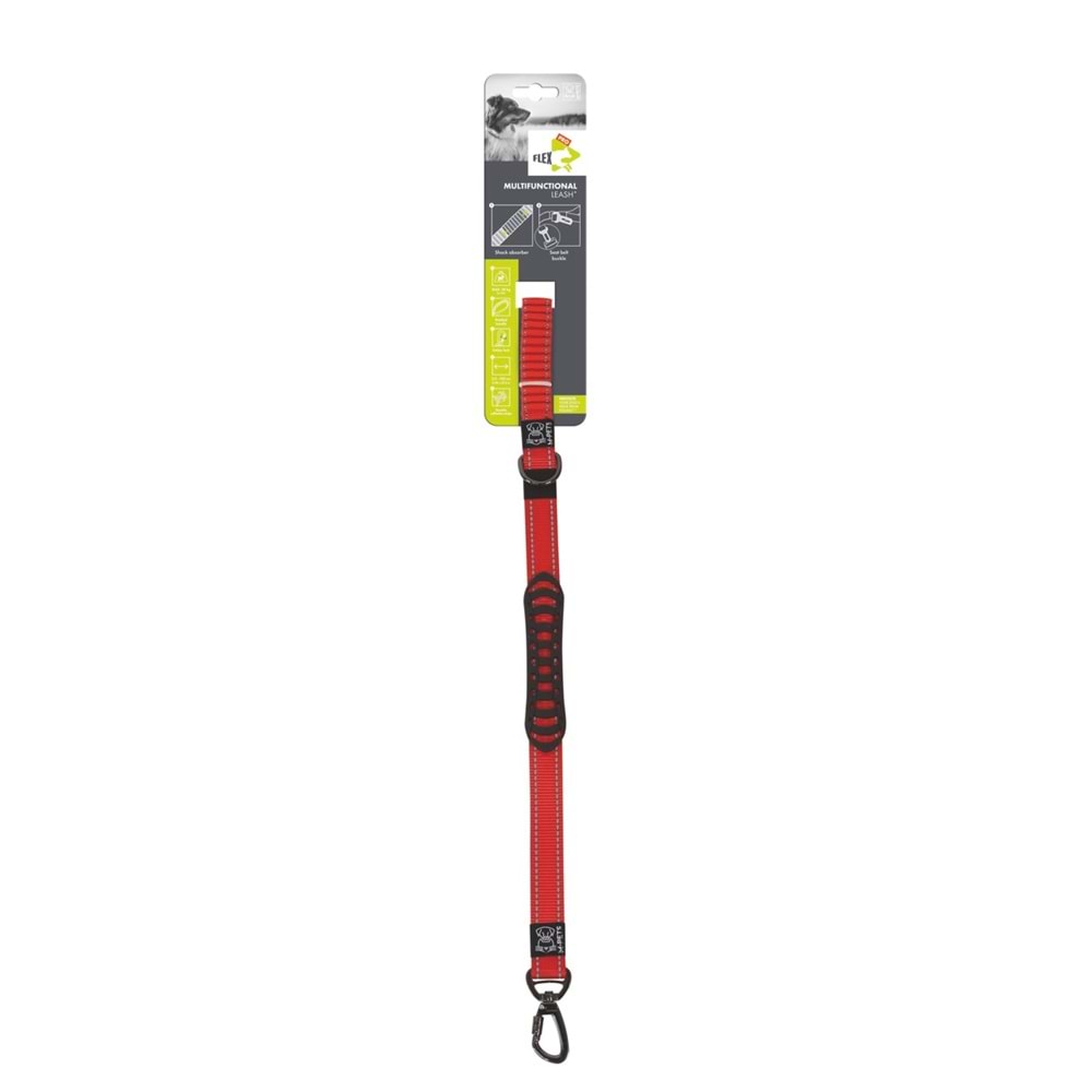 10827599 M-PETS FLEX PRO MULTİFONKSİYONEL GEZDİRME TASMA RED