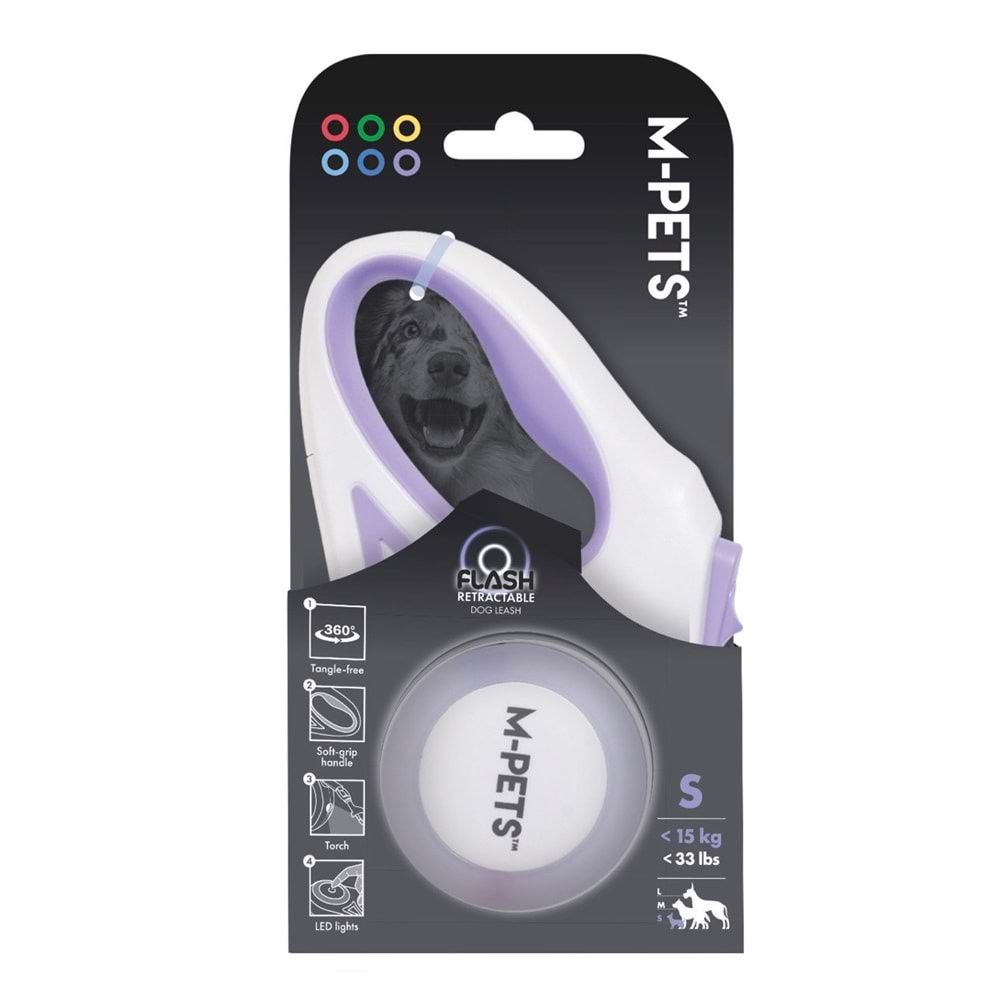 10839199 M-PETS FLASH LEDLİ OTOMATİK GEZDİRME ŞERİT 3MT/PURPLE