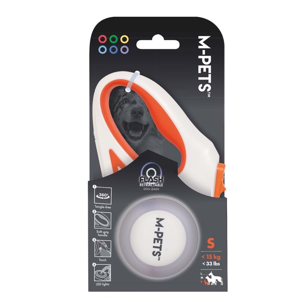 10839399 M-PETS FLASH LEDLİ OTOMATİK GEZDİRME ŞERİT 3MT/ORANGE