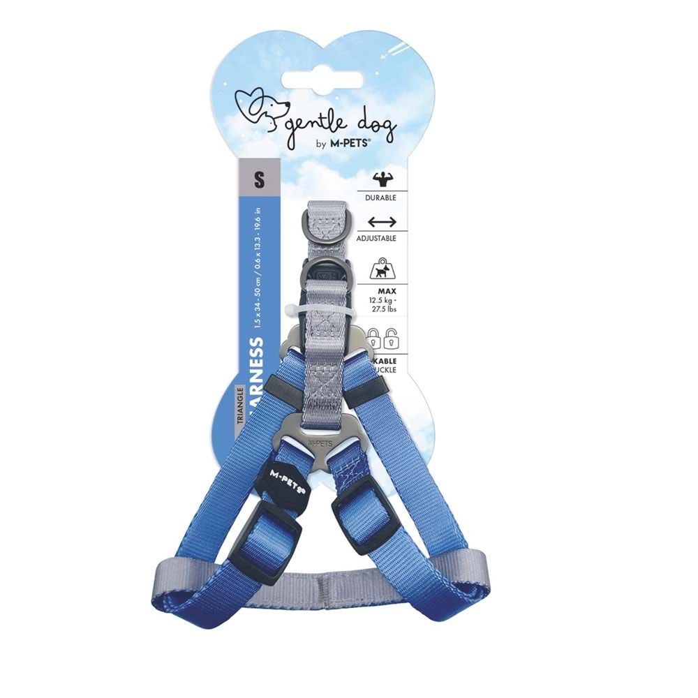 10847199 M-PETS GENTLE DOG TRİANGLE GÖĞÜS TASMASI BLUE (S)