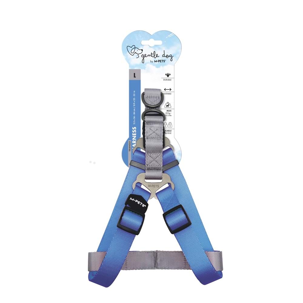 10847399 M-PETS GENTLE DOG TRİANGLE GÖĞÜS TASMASI BLUE (L)