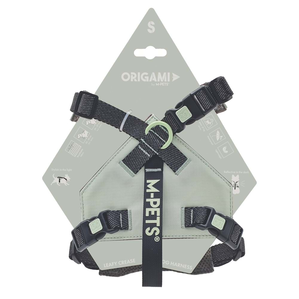 10852199 M-PETS ORIGAMI REFLEKTÖRLÜ SIRT TASMASI GREEN (S)