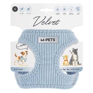 10859199 M-PETS VELVET DOG GÖĞÜS TASMASI BLUE (S)