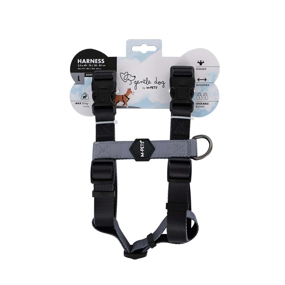 10859708 M-PETS GENTLE DOG GÖĞÜS TASMASI BLACK (L)